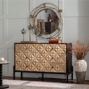 ORRD Modern 6-Drawer Solid Wood Sideboard, Mid-Century Dresser with Geometric Pattern for Kitchen, Living Room, Bedroom Storage - 1 of 4