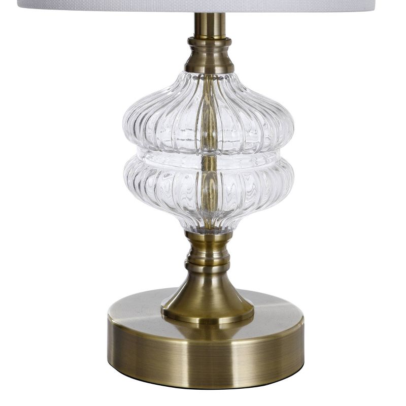 Traditional Satin Brass Table Lamp with Clear Glass Fluted Body - StyleCraft, 5 of 8