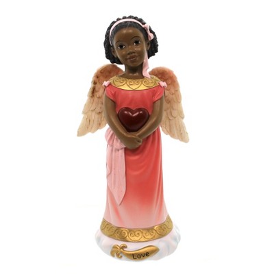 Black Art 7.25" Love Angels Of Inspiration Religious Heart  -  Decorative Figurines