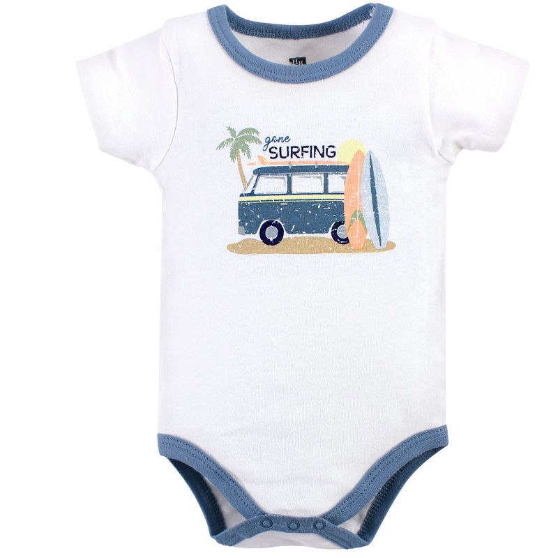 Hudson Baby Infant Boy Cotton Bodysuit, Shorts and Shoe 3pc Set, Gone Surfing, 4 of 6