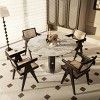 43" Modern Round Black Pedestal Dining Table with Faux Marble Stone Top, Small Kitchen Table for Living Room or Dining Room-The Pop Hom - 2 of 4