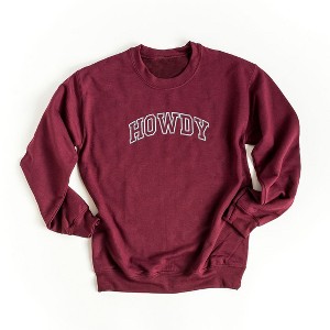Simply Sage Market Women's Graphic Sweatshirt Embroidered Howdy Varsity Outline - 1 of 3