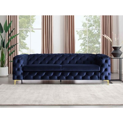 MINIMORE Modern Style Ghaleb 93.3"W  3Seater Square Arms Chesterfield Sofa