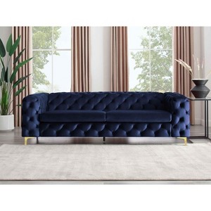 MINIMORE Modern Style Ghaleb 93.3"W  3Seater Square Arms Chesterfield Sofa - 1 of 4
