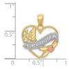 Black Bow Jewelry 14k Two Tone Gold and White Rhodium #1 Grandma Heart Pendant, 16mm - 4 of 4