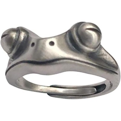 Vintage Silver Animal Open Ring, Adjustable Frog, Snake, Dragon, Cat Finger Ring for Women Men Fashion Party Jewelry