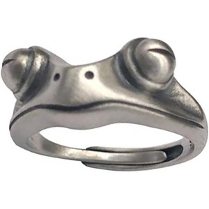 Vintage Silver Animal Open Ring, Adjustable Frog, Snake, Dragon, Cat Finger Ring for Women Men Fashion Party Jewelry - 1 of 4
