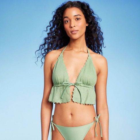 familia Cornualles A merced de Women's Crochet Tie-front Longline Bikini Top - Wild Fable™ Soft Green :  Target