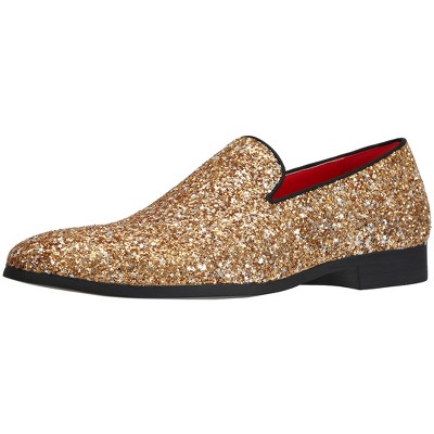 Santimon Men's Glitter Loafers Sparkly Dress Slip-On Shoes