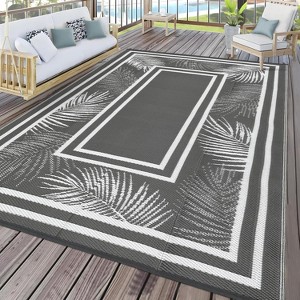 Waterproof Outdoor Rug 9x12, Reversible Outdoor Plastic Straw Rug for Patio, RV Camping Rug Picnic Mat Outside for Beach Deck Backyard Balcony - 1 of 4