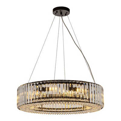 LLHZSY Modern Round Crystal Chandelier Kitchen Island Pendant Light for Dining Room - 6/8 Light - Black/Gold