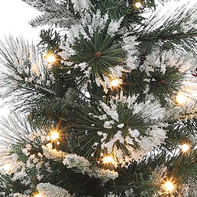 3/4.5Ft Artificial Christmas Tree With Warm White LED Lights，Fiber Optic-Like Flocked Tree  for Home, Shops, Party and Holiday Christmas Decoration