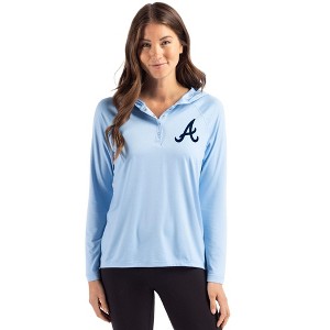 Atlanta Braves Cutter & Buck Coastline Epic Comfort Recycled Womens Hooded Shirt - 1 of 1
