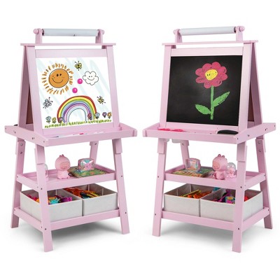 Costway 2 In 1 Kids Easel Table & Chair Set Adjustable Art Painting Board  Gray/blue/light Pink : Target