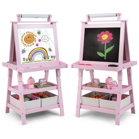 Kids Easel Wooden Art Easel Adjustable Standing Easel Double-Sided Drawing  Easel