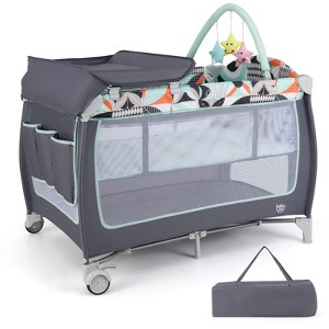 Infans 4 in 1 Baby Playard Portable Infant Nursery Center w/ Zippered Door Blue - 1 of 4