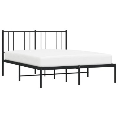 vidaXL Black Metal Bed Frame with Headboard, Robust Steel Construction, Extra Storage Space