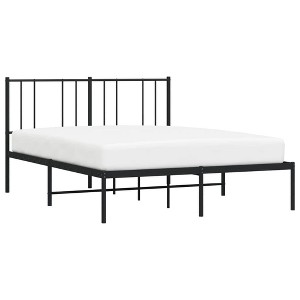 vidaXL Black Metal Bed Frame with Headboard, Robust Steel Construction, Extra Storage Space - 1 of 4