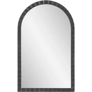 Uttermost Arched Vanity Decorative Wall Mirror Distressed Matte Black Forged Iron Frame 24" Wide for Bathroom Bedroom Living Room