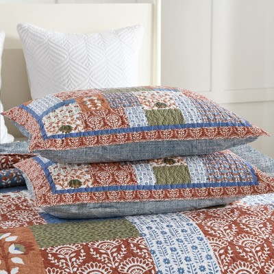 Marcielo 3 Piece Vintage Floral Patchwork Quilt Set Bedspread BY212 Colorful King — фото 7