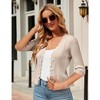 Womens 3/4 Sleeve Cardigan Ribbed Knit Front Button Down Cardigan with Wavy Trim Womens Sweater Shrugs - 2 of 4