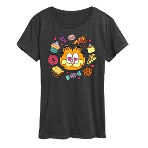 Women's - Garfield - Garfield Hearts Food Short Sleeve Graphic T-Shirt - 1 of 4