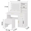 Garvee Vanity Desk with Mirror & Padded Stool, Makeup Vanity Desk with 3 Drawers Cabinet,Dressing Table Set for Bedroom(White) - 3 of 4