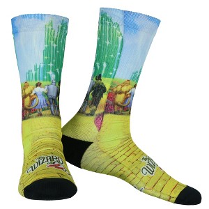 The Wizard Of Oz Socks Men's Yellow Brick Road Sublimated Crew Sock Multicolored - 1 of 4