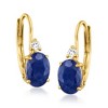 Ross-Simons 1.30 ct. t.w. Sapphire Drop Earrings With Diamond Accents in 14kt Yellow Gold - 4 of 4