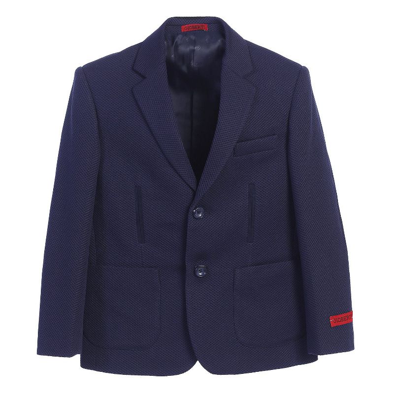 Gioberti Boy's Lightweight Waffle Weave Textured Blazer Jacket, Navy, Size 2T