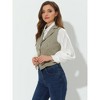 INSPIRE CHIC Women's Plaid Vintage Notched Lapel Collar Single Breasted Waistcoat Vest - 2 of 4