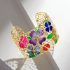 Ross-Simons Multicolored Enamel Floral Filigree Cuff Bracelet in 18kt Gold Over Sterling - 3 of 4