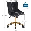 VINGLI Black Velvet Armless Home Office Desk Chair with Gold Base/Wheels, Small Cute Vanity/Makeup Chairk, Upholstered Adjustable Swivel Nail Chair - 2 of 4
