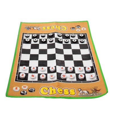 Jumbo Chess Carpet - Giant Chessboard with Chess Pieces, Indoor Outdoor Board Game Carpet for Family Fun, Party Decoration, 34 x 26 Inches