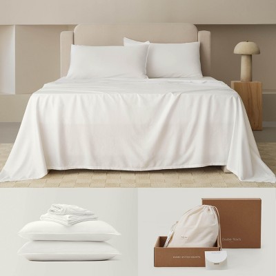 Cotton Tencel Sheet - Luxury Hotel Bedding Set, Soft, Cooling & Breathable for Hot Sleepers, Deep Pocket Up to 16 Inches