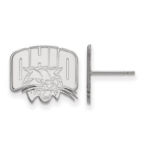 Black Bow Jewelry 10k White Gold Ohio Bobcats NCAA Post Earrings - 1 of 3