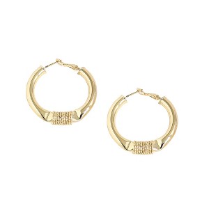 SOHI Women's Gold Textured Hoop Earrings - 1 of 3