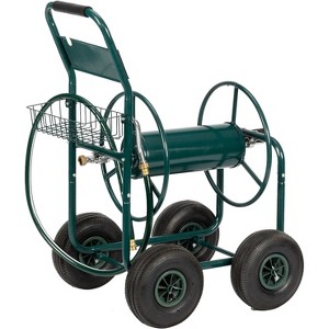 VINGLI 4-Wheel Garden Hose Reel Cart with Storage Basket, Portable Residential Hose Reel Cart - 1 of 4