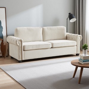 83.8" Polyester Convertible Pullout Sofa Bed with Folding Mattress & High-Density Foam - 1 of 4