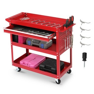 Karl Home 3-Tier Rolling Tool Cart in Red - 1 of 4
