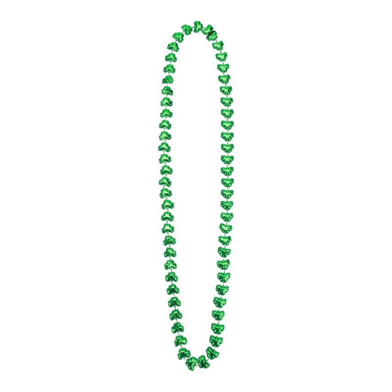Brightness Charmed St. Patrick's Day 12-Pack Green Bead Necklace Set With Clover-Shaped Beads, 2 of 3