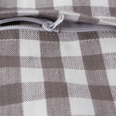 Gray and White Cotton Polyester Euro Gingham Check Pillowcase Set