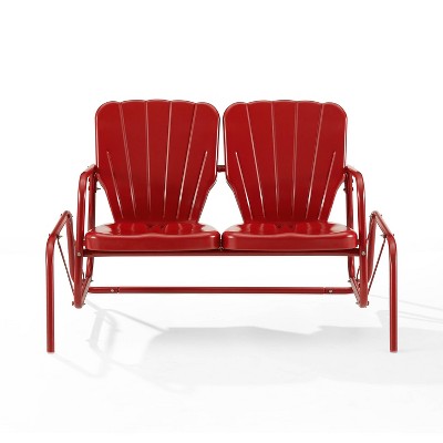 Bright Red Steel Retro Outdoor Loveseat Glider