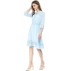 Allegra K Women's Solid Ruffle Hem 3/4 Sleeve A-Line Smocked Short Chiffon Dress - 4 of 4