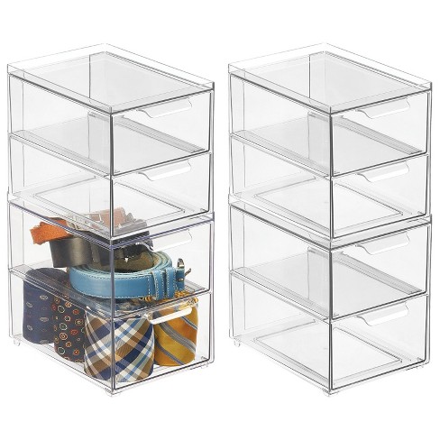 Mdesign Clarity Plastic Stackable Kitchen Storage Organizer With Pull  Drawer - 8 X 6 X 4, 4 Pack : Target