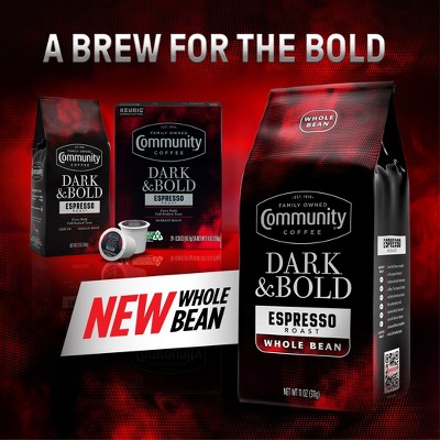 Community Coffee Dark and Bold Espresso Roast Coffee Single Serve Pods - 22ct
