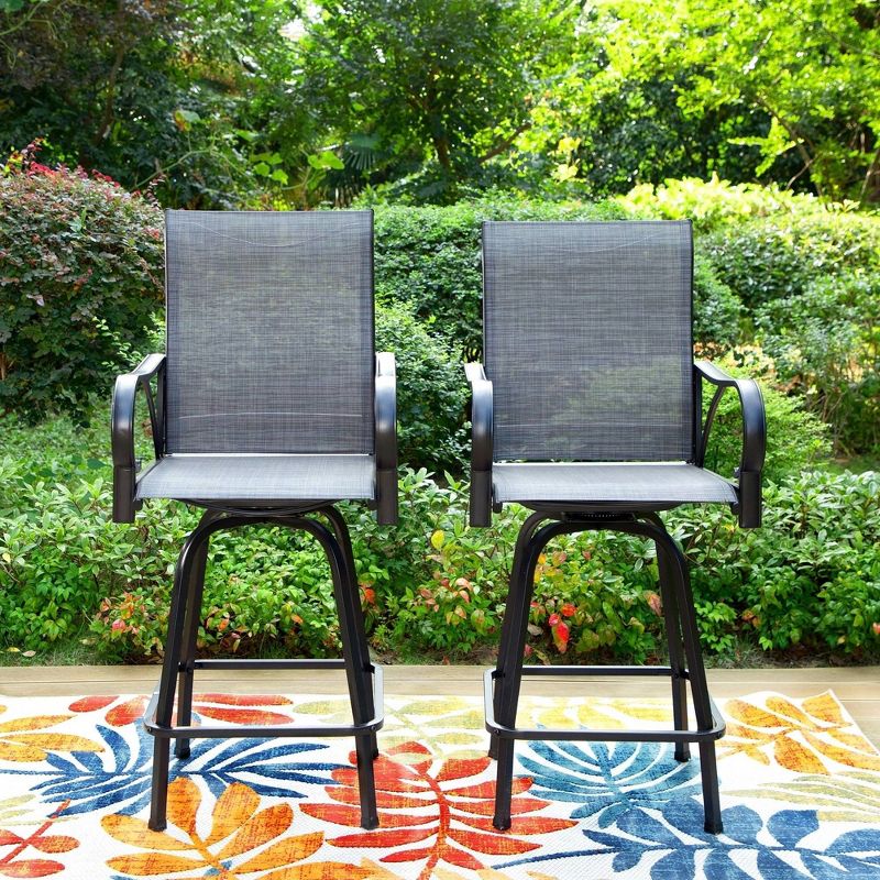 2pk Outdoor Swivel Bar Stools with Metal Frame &#38; Sling Fabric - Captiva Designs, 4 of 12