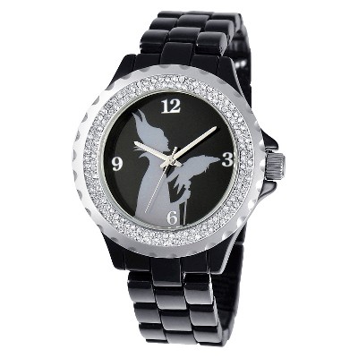 Women's Disney Maleficent Enamel Spark Watch - Black