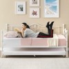 Twin Daybed with Trundle, Metal Sofa Bed Frame with Backrest and Lockable Wheels, Sturdy Steel Slats, Art Headboard, for Living Room Bedroom - 3 of 4