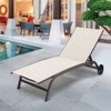 Outdoor Adjustable Chaise Lounge Chair with Cart Wheels - Beige - Crestlive Products - image 2 of 4